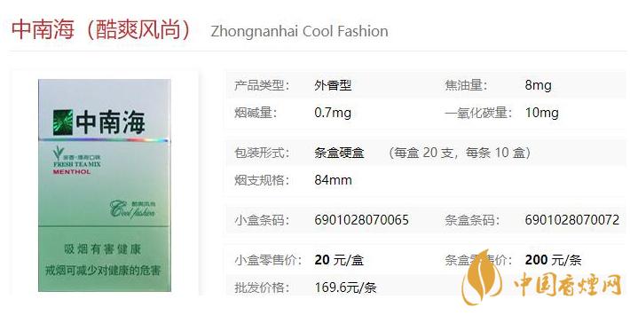2021中南?？崴L(fēng)尚價(jià)格和圖片一覽 中南?？崴L(fēng)尚多少錢一包